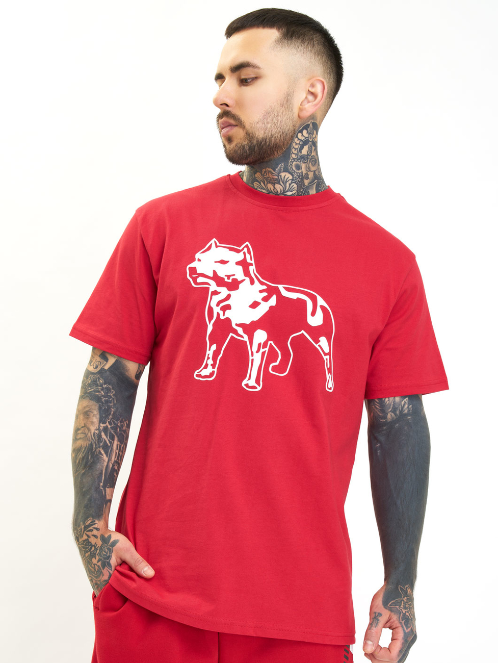 Pánské triko Amstaff Logo 2.0 - red/white Velikost: XXL