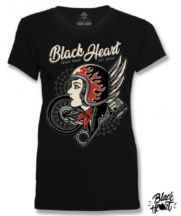 Dámské Raglanové triko BLACK HEART MOTORCYCLE GIRL Velikost: L