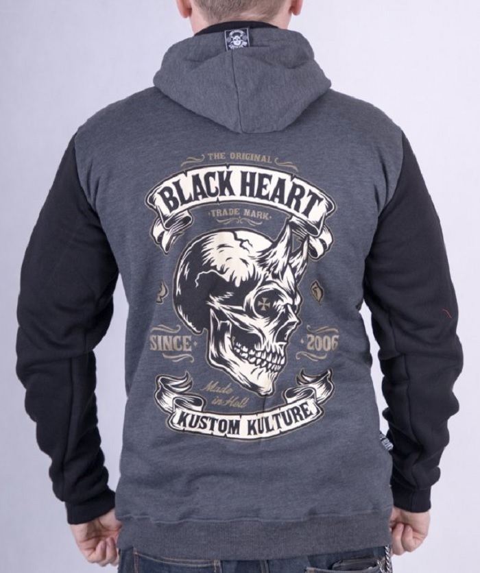 Pánská Mikina se zipem BLACK HEART DEVIL SKULL Velikost: M