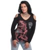 Dámské triko Yakuza  Flower Style Out Lognsleeve V neck 23150 black