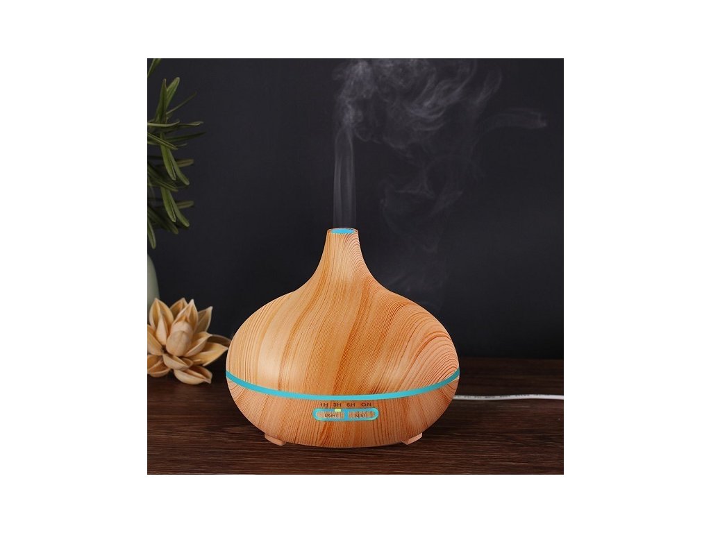 Hütermann A01 aroma diffuser 300ml light wood - ultrasonic, 7 LED colors -  OMsafe