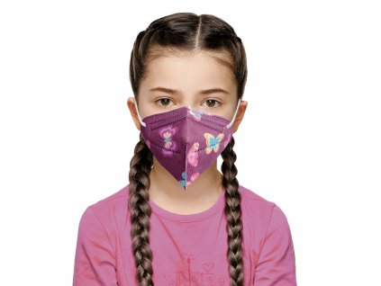 1x Europäische FFP2 Atemschutzmaske, geeignet für Kinder - Weinrot gefärbte Schmetterlinge