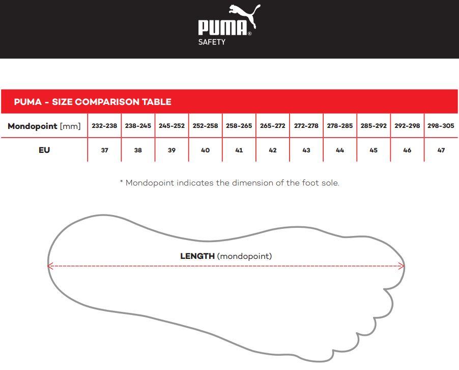 puma velikostní tabulka