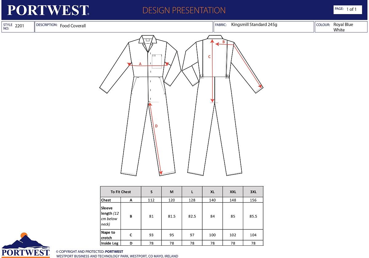 Kombinéza potravinářská