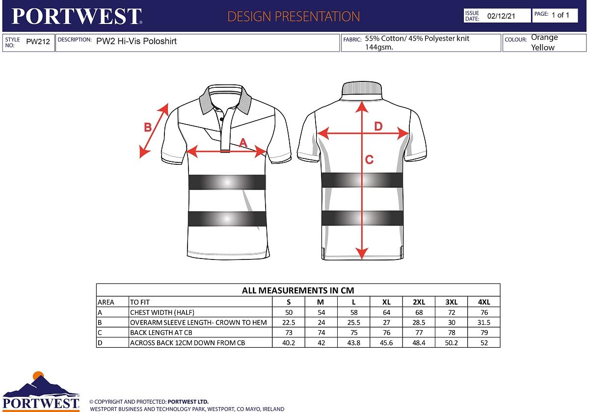 Reflexní polokošile PW2 Hi-Vis S/S