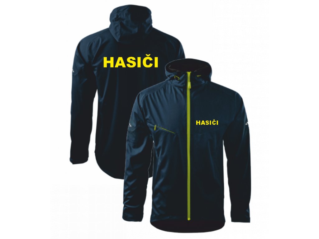 Tmavě modrá pánská bunda pro hasiče (Velikost S, Umístění potisku levé prso, Barva potisku oranžová)