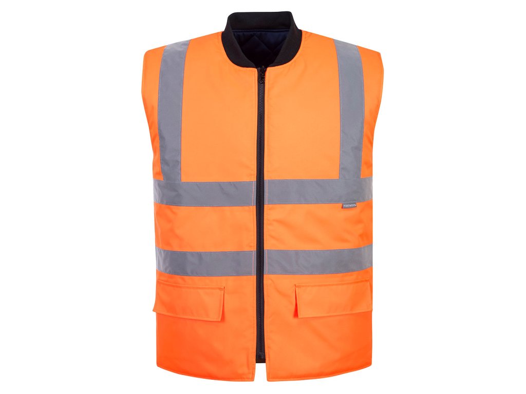 Zateplená oboustranná vesta Hi-Vis výprodej (Velikost 4XL, Barva oranžová)