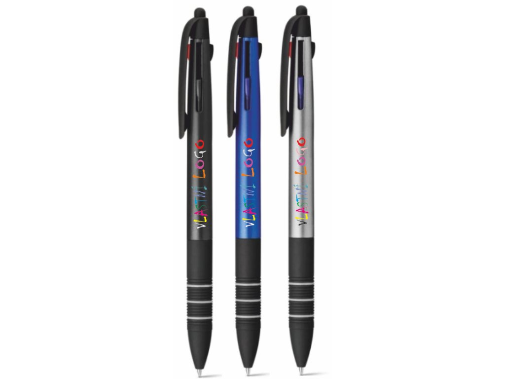 Multifunkční kuličkové pero 3v1 MULTIS s vlastním potiskem (Barva černá)