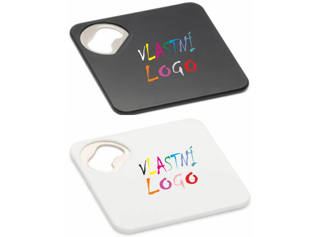 Podtácek s otvírákem lahví FUNFAYE s vlastním potiskem (Barva černá)