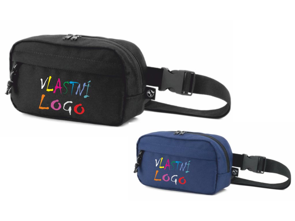 Pasový vak z recyklovaného polyesteru MYKONOS s vlastním potiskem (Barva černá)