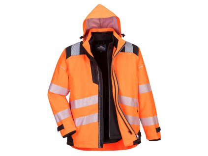 Bunda PW3 Hi-Vis 3v1 (Velikost 4XL, Barva oranžová-černá)