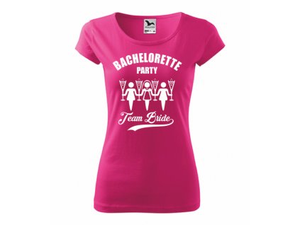 Dámské tričko BACHELORETTE PARTY - TEAM BRIDE (Velikost XS, Barva bílá)