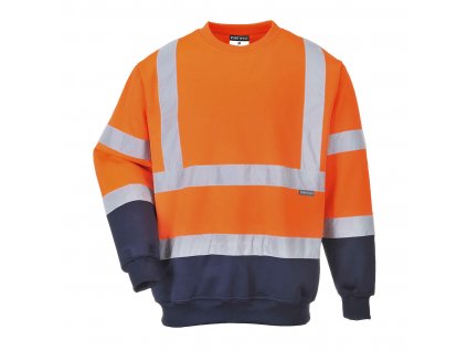 HiVis dvoubarevná mikina (Velikost 4XL, Barva oranžová-námořní modrá)