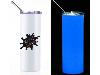 Hrnek s brčkem svítící ve tmě (Barva modrá)