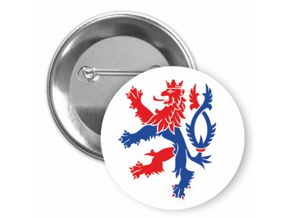 Placka s českým lvem 50 mm (Barva bílá, Typ buttonu magnet)