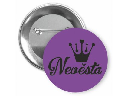 Placka s motivem Nevěsta 32 mm (Barva bílá, Barva potisku černá, Typ buttonu magnet)