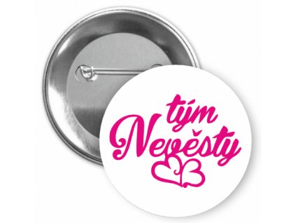 Placka s motivem Tým nevěsty (Barva bílá, Barva potisku černá, Typ buttonu magnet)