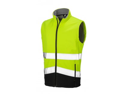 Potisknutelná reflexní Safety Softshell vesta (Velikost S, Barva oranžová-černá)