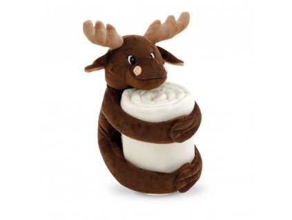 Přikrývka s plyšovou hračkou MOOSE (Barva čokoládová)