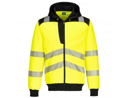 PW3 Hi-Vis mikina s kapucí na zip (Velikost 4XL, Barva oranžová-černá)