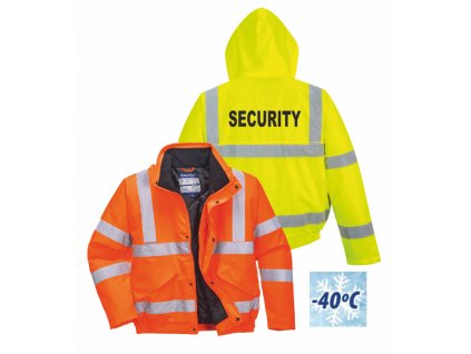 Reflexní bunda zimní SECURITY (Velikost 4XL, Barva fluorescenční oranžová)