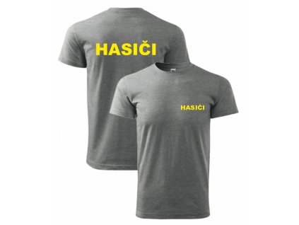 Šedé pánské triko pro hasiče (Velikost XS, Umístění potisku levé prso, Barva potisku černá)