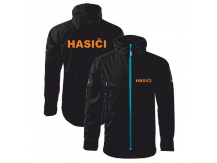 Černá pánská bunda pro hasiče (Velikost S, Umístění potisku levé prso, Barva potisku oranžová)