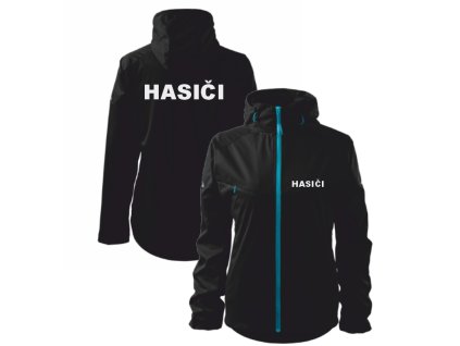 Černá dámská bunda pro hasiče (Velikost S, Umístění potisku levé prso, Barva potisku oranžová)