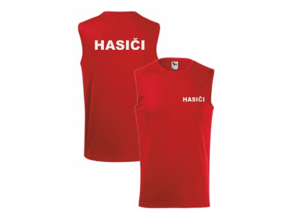 Červené pánské tílko pro hasiče (Velikost XS, Umístění potisku levé prso, Barva potisku černá)