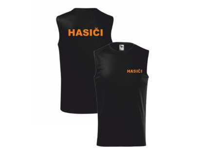 Černé pánské tílko pro hasiče (Velikost XS, Umístění potisku levé prso, Barva potisku oranžová)