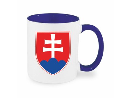 Modrý hrnek se slovenským znakem (Barva královská modrá)