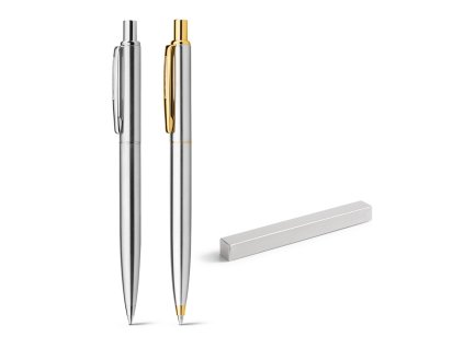 Kovové guľôčkové pero s lesklým telom a klipom SILVERIO
