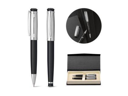 Sada kovového guľôčkového pera a rolleru s klipom ORLANDO