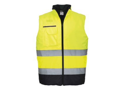 Zateplená dvoubarevná Hi-Vis vesta výprodej (Velikost 2XL, Barva žlutá-námořní modrá)