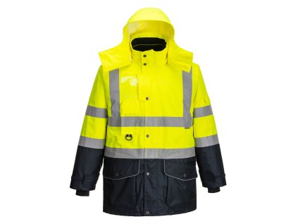 Zimní bunda Hi-Vis 7-in-1 Contrast Traffic výprodej (Velikost L, Barva žlutá-námořní modrá)