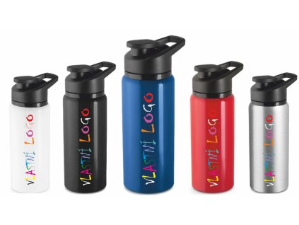 90% recyklované hliníková sportovní láhev SHAWN s potiskem (Barva černá)