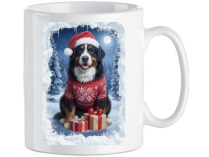 Keramický vánoční hrnek s Bernským salašnickým psem (Barva bílá)