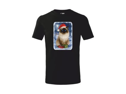 Vánoční tričko pánské/dětské Ragdoll kočka (Velikost XS, Barva bílá)