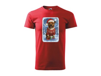 Vánoční tričko pánské/dětské Staford pes (Velikost XS, Barva bílá)