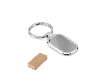 ZABEL. Kovová klíčenka s možností potisku na doming (3D) (Barva saténově stříbrná)