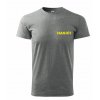 Šedé pánské triko pro hasiče (Velikost XS, Umístění potisku levé prso, Barva potisku černá)