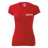 Červené dámské sportovní triko pro hasiče (Velikost XS, Umístění potisku levé prso, Barva potisku černá)
