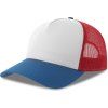 5panelová trucker čepice Rapper bílá, červená, modrá