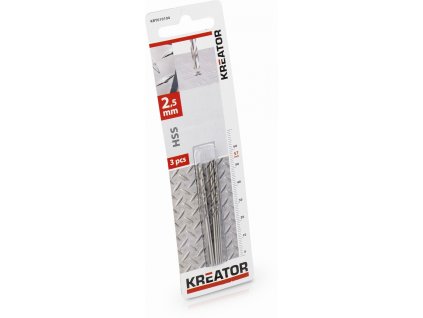 3ks HSS vrták do kovu 2,5x57 mm KREATOR KRT010104
