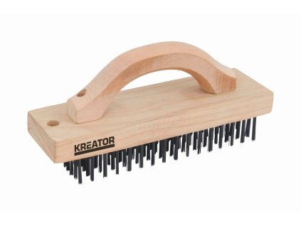 Ruční drátěný ocelový kartáč 6-ti řadý, dřevěný  KREATOR KRT561001