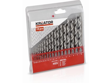 19 ks HSS Vrtáků do kovu 1-10 mm KREATOR KRT012003
