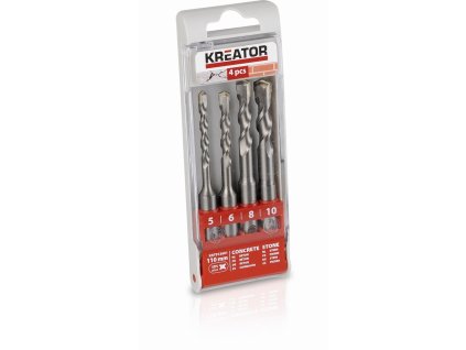 4 ks SDS plus  Vrtáků 5-6-8-10 x 110 mm KREATOR KRT012601