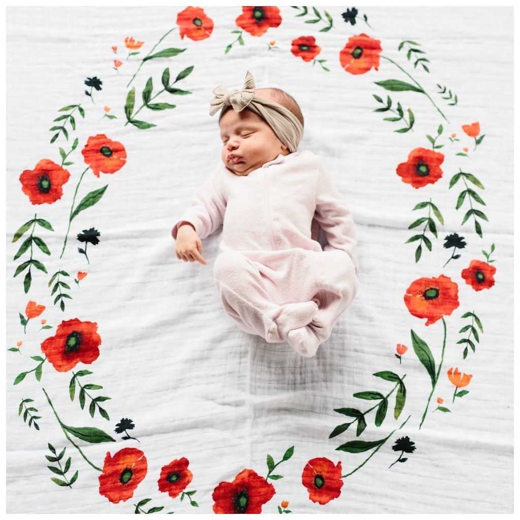LITTLE UNICORN Deka na foceni mu elinova 120x120cm Summer Poppy Ondalek.cz
