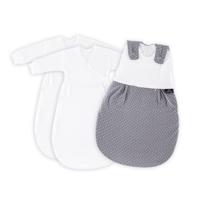 TRÄUMELAND Spací pytel Liebmich 3dílný set Pünktchen grau