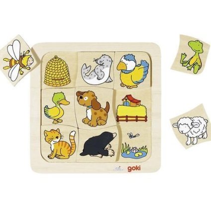 GOKI Dřevěné puzzle kdo kde bydlí?